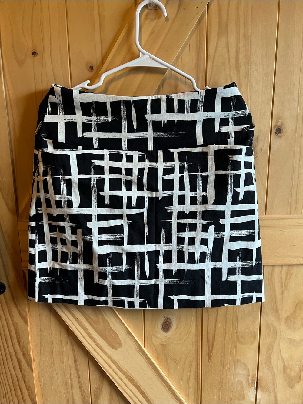 Black & White Abstract Grid Print Mini Skort Size M Stretch Tennis Golf Casual